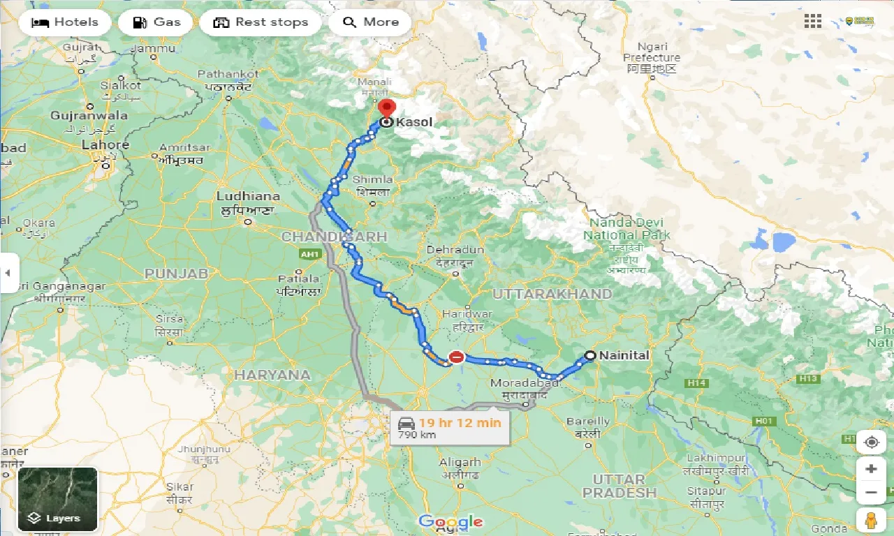 nainital-to-kasol-one-way