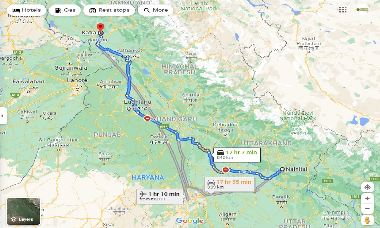 nainital-to-katra-taxi