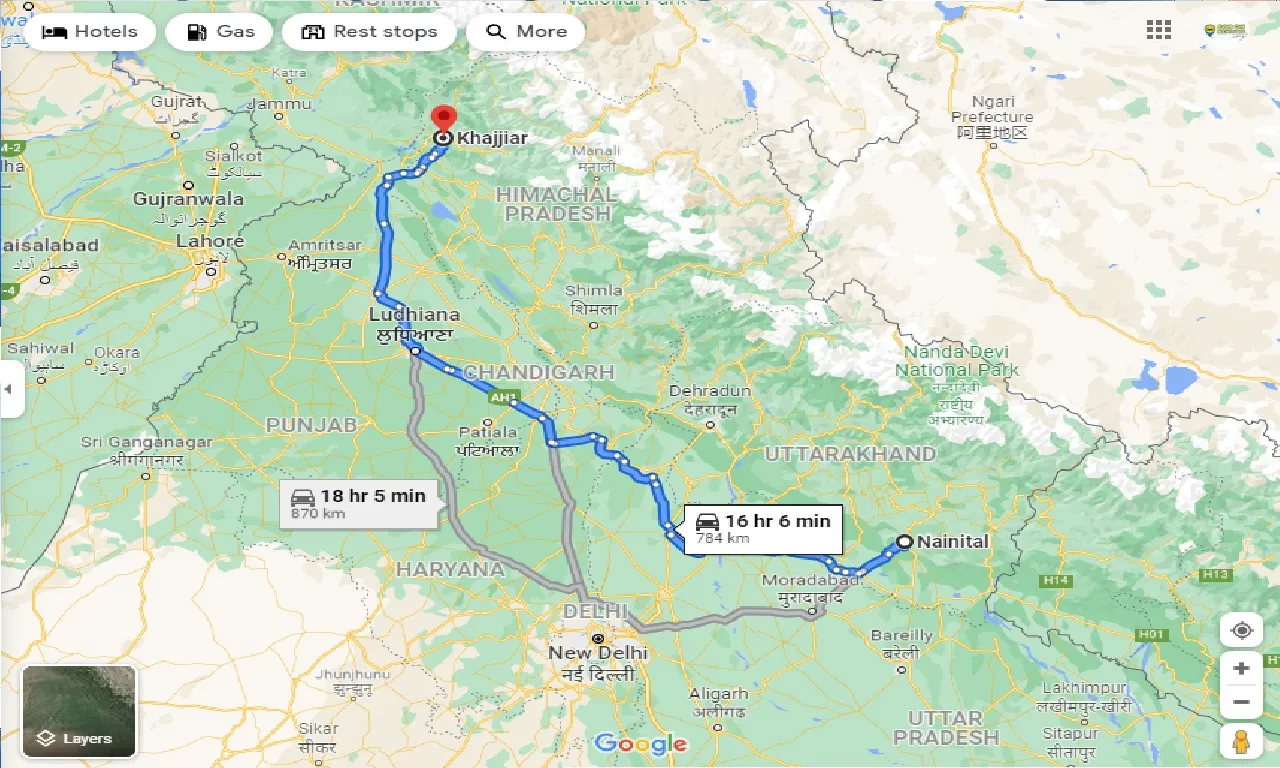 nainital-to-khajjiar-one-way