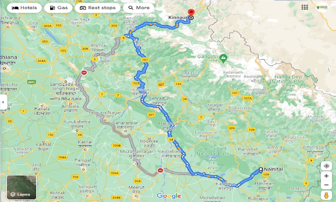 nainital-to-kinnour-taxi