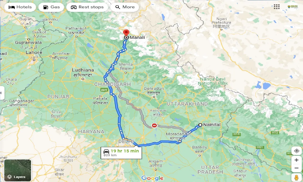nainital-to-manali-taxi