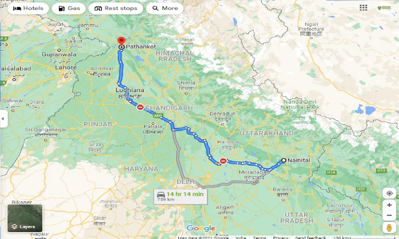 nainital-to-pathankot-one-way
