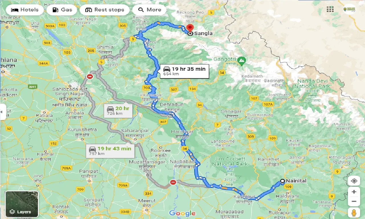 nainital-to-sangla-one-way