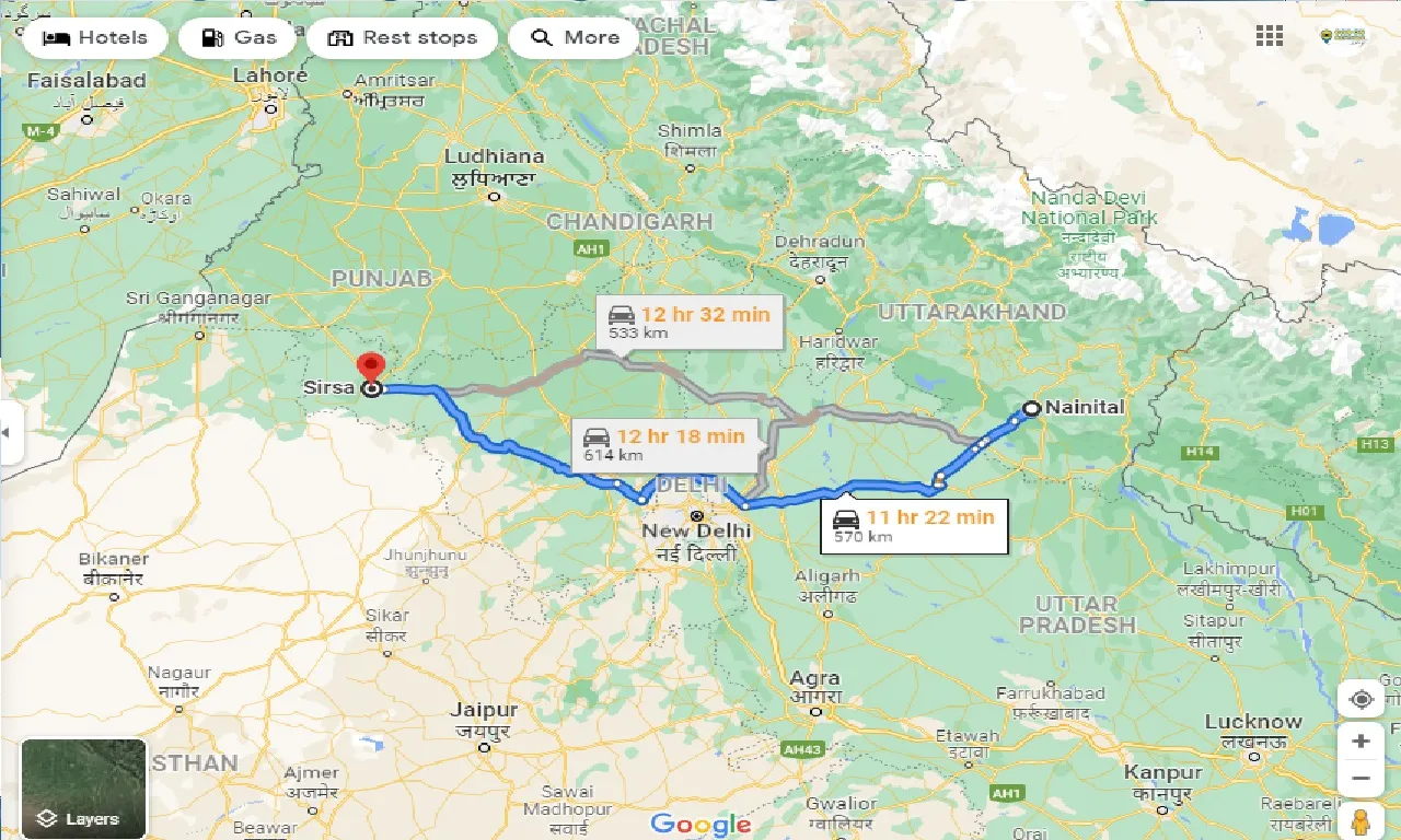 nainital-to-sirsa-one-way