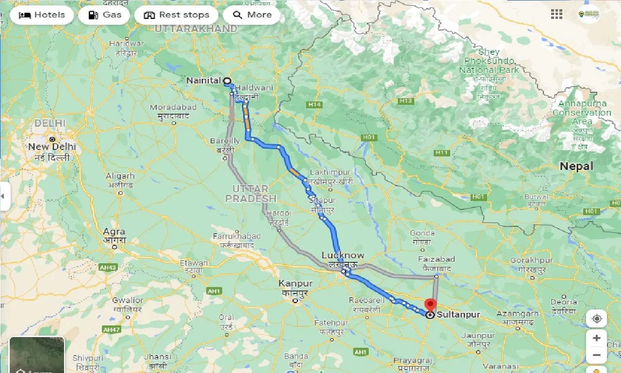 nainital-to-sultanpur-one-way