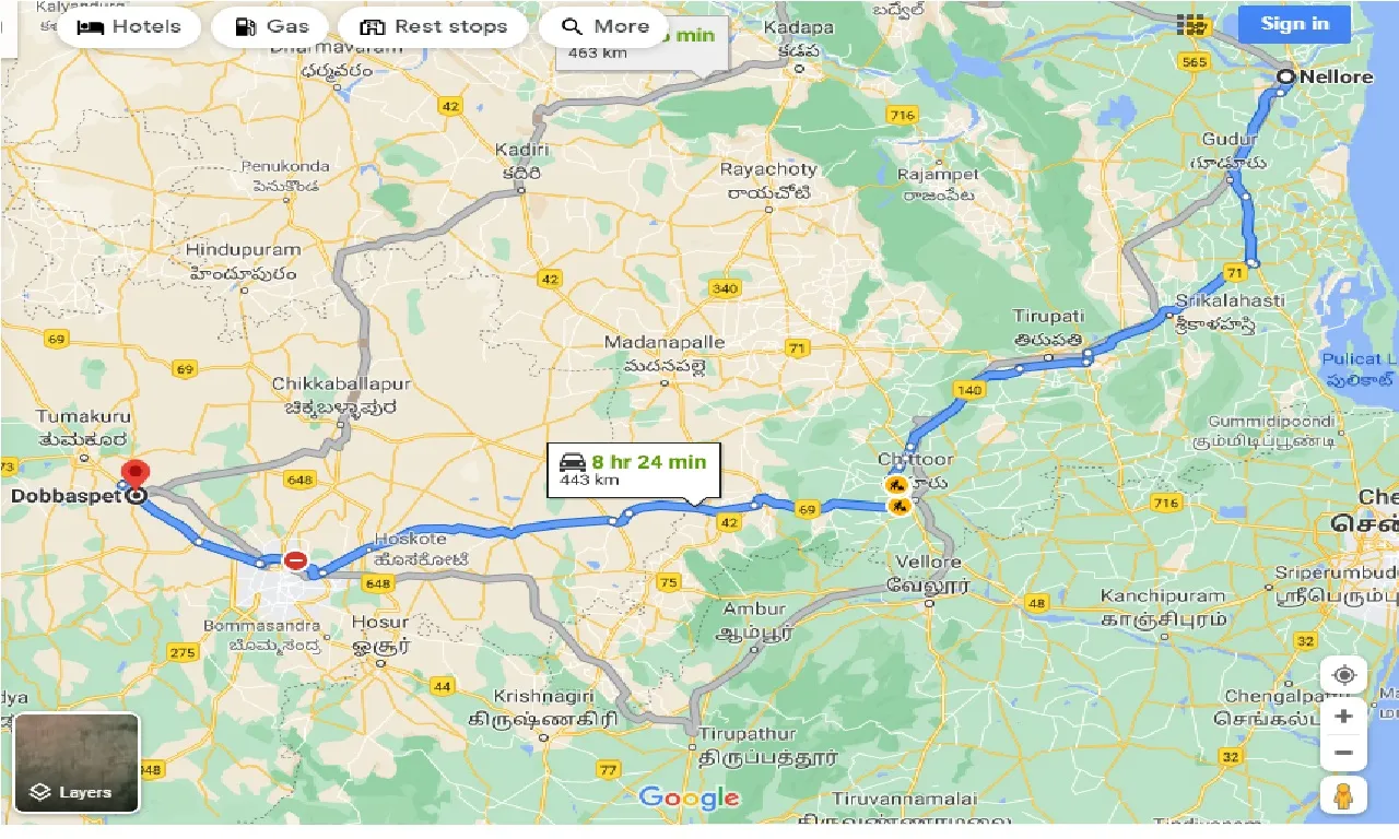 nellore-to-dobbaspet-taxi