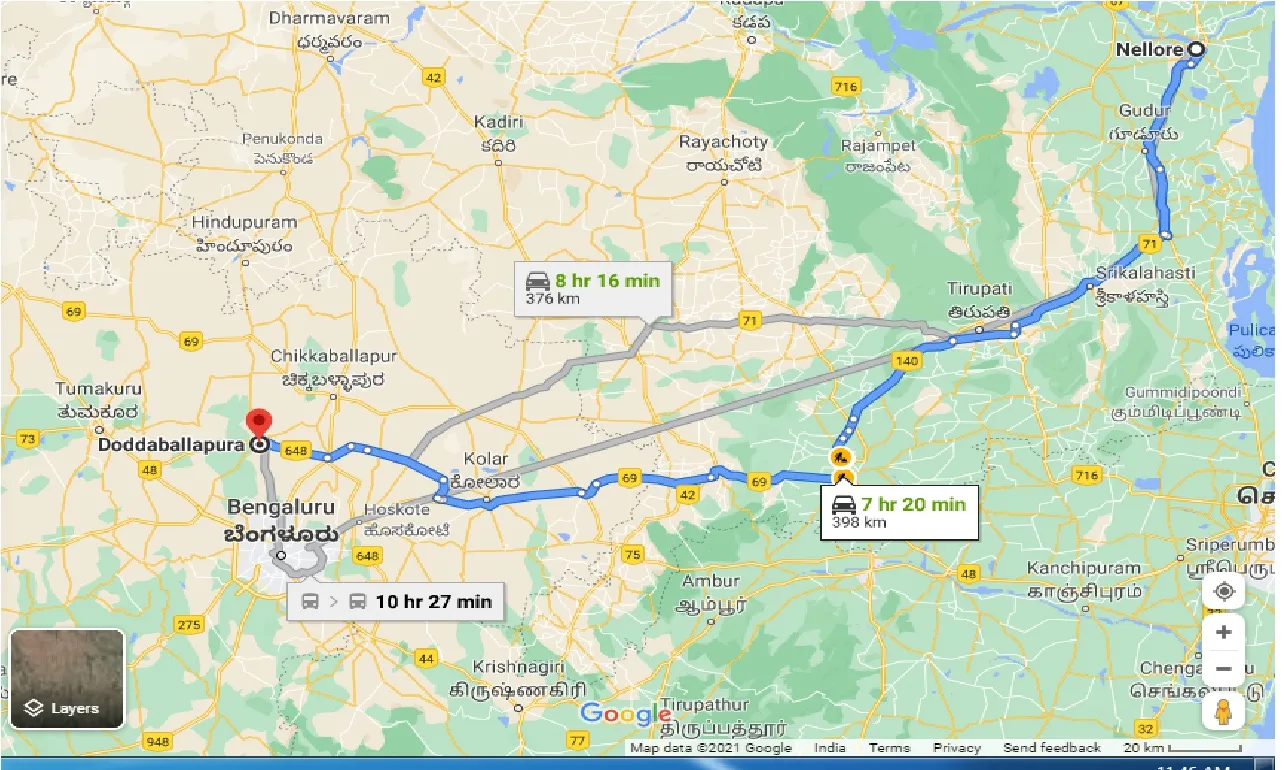 nellore-to-doddaballappura-one-way