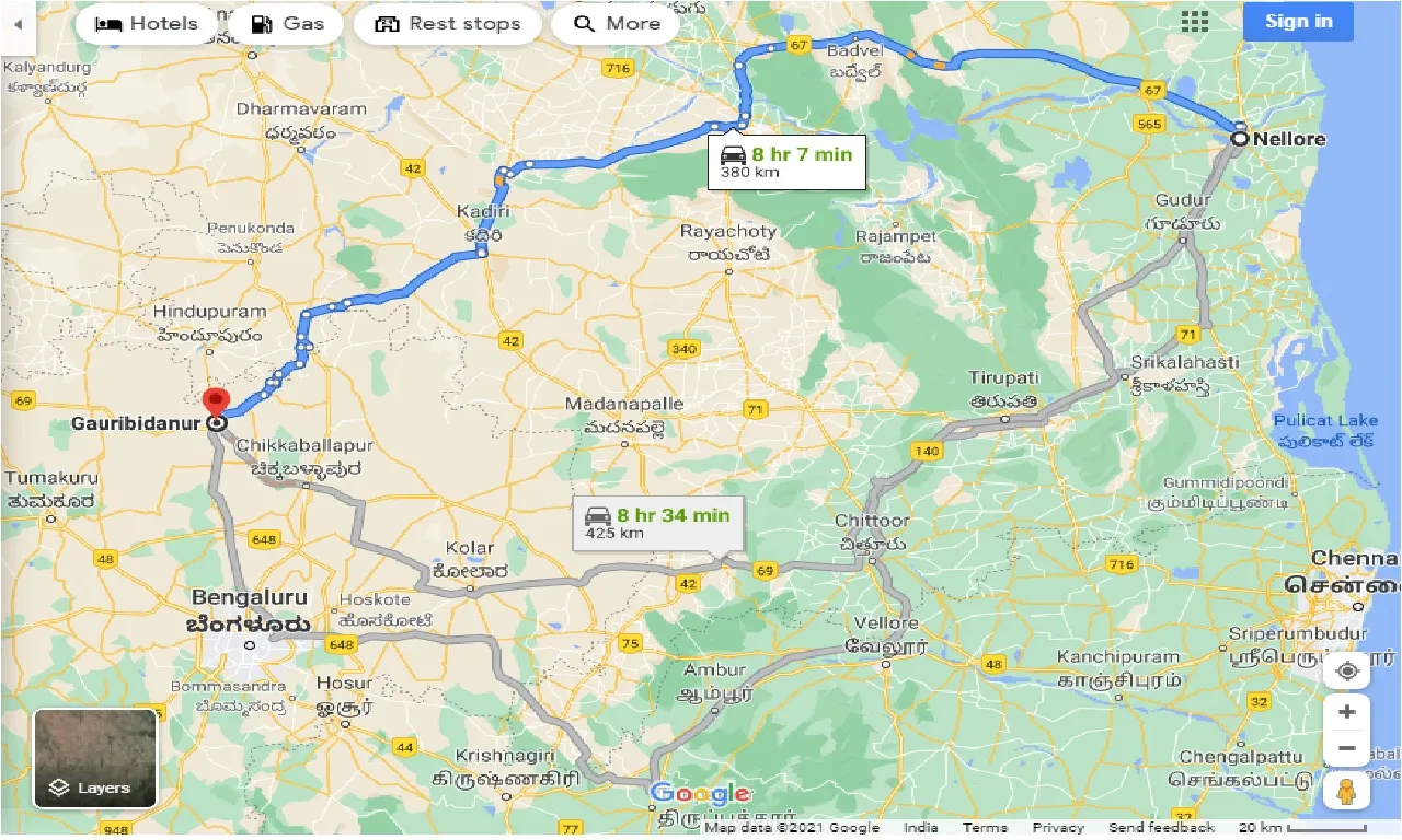 nellore-to-gauribidanur-taxi