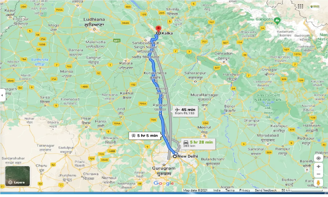 new-delhi-to-kalka-one-way