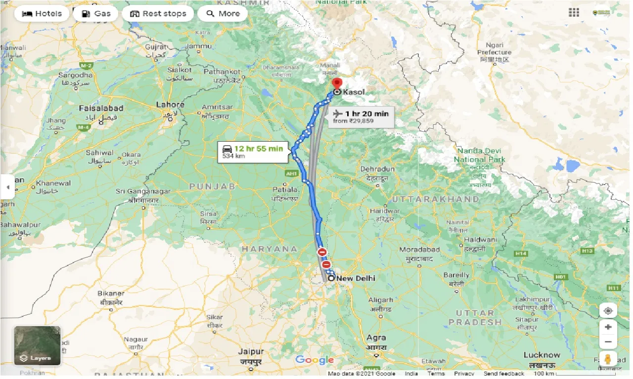 new-delhi-to-kasol-one-way