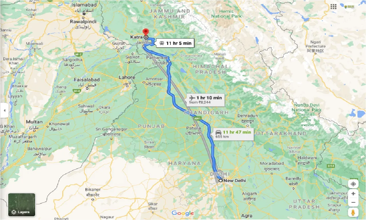 new-delhi-to-katra-one-way