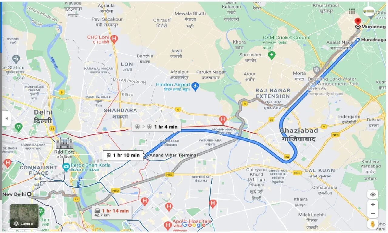 new-delhi-to-muradnagar-one-way