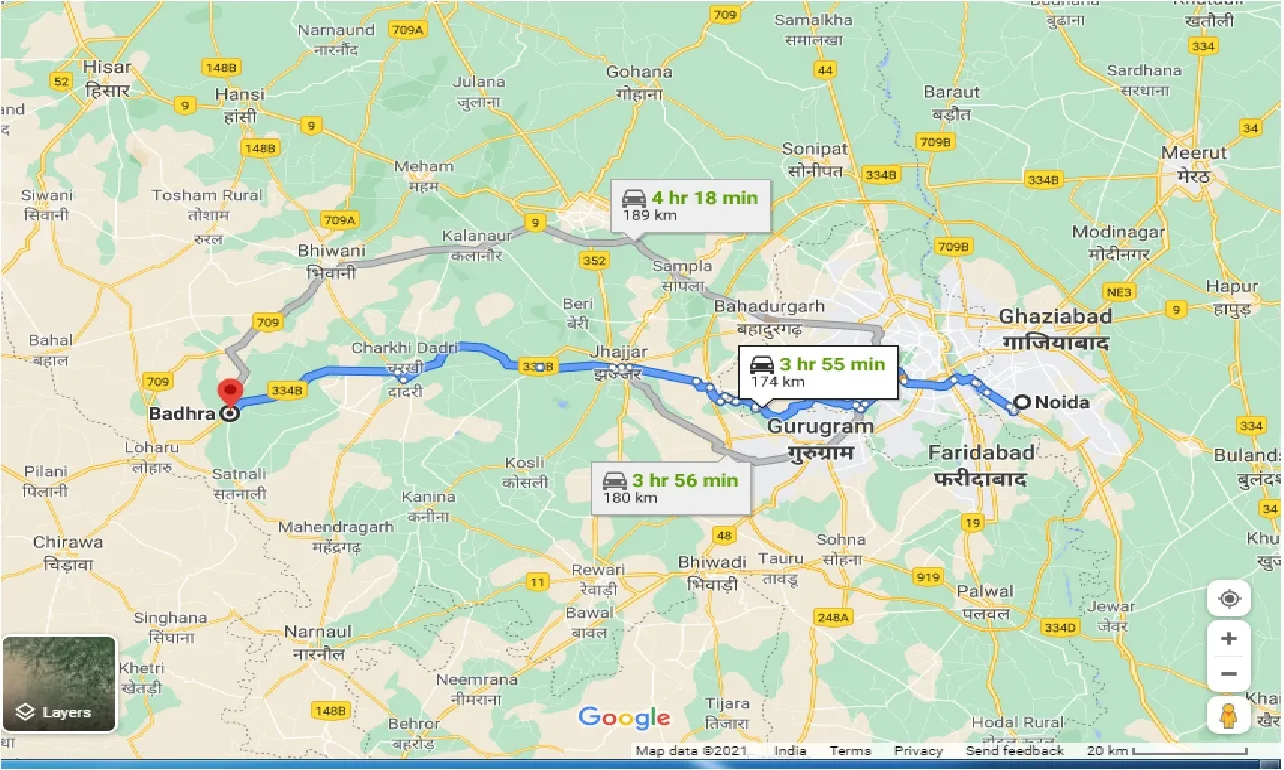 noida-to-badhra-one-way