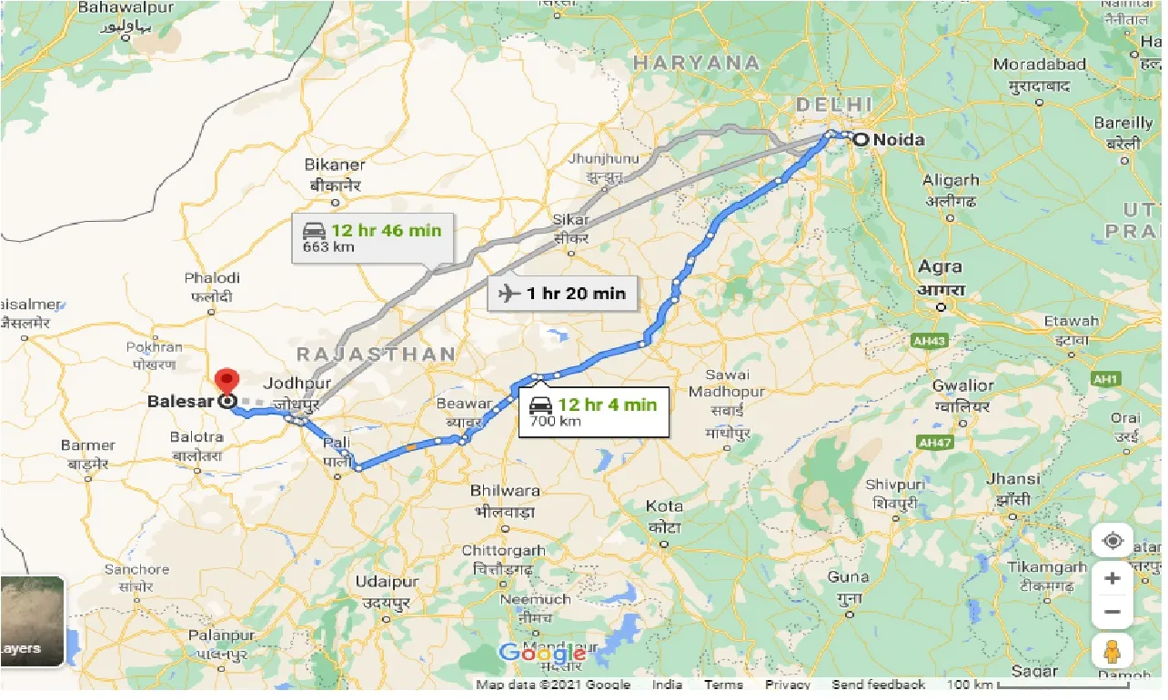 noida-to-balesar-taxi