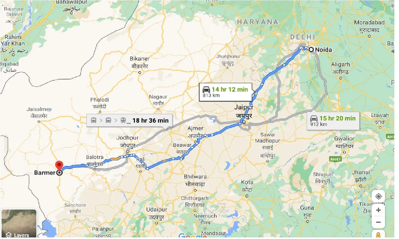 noida-to-barmer-one-way
