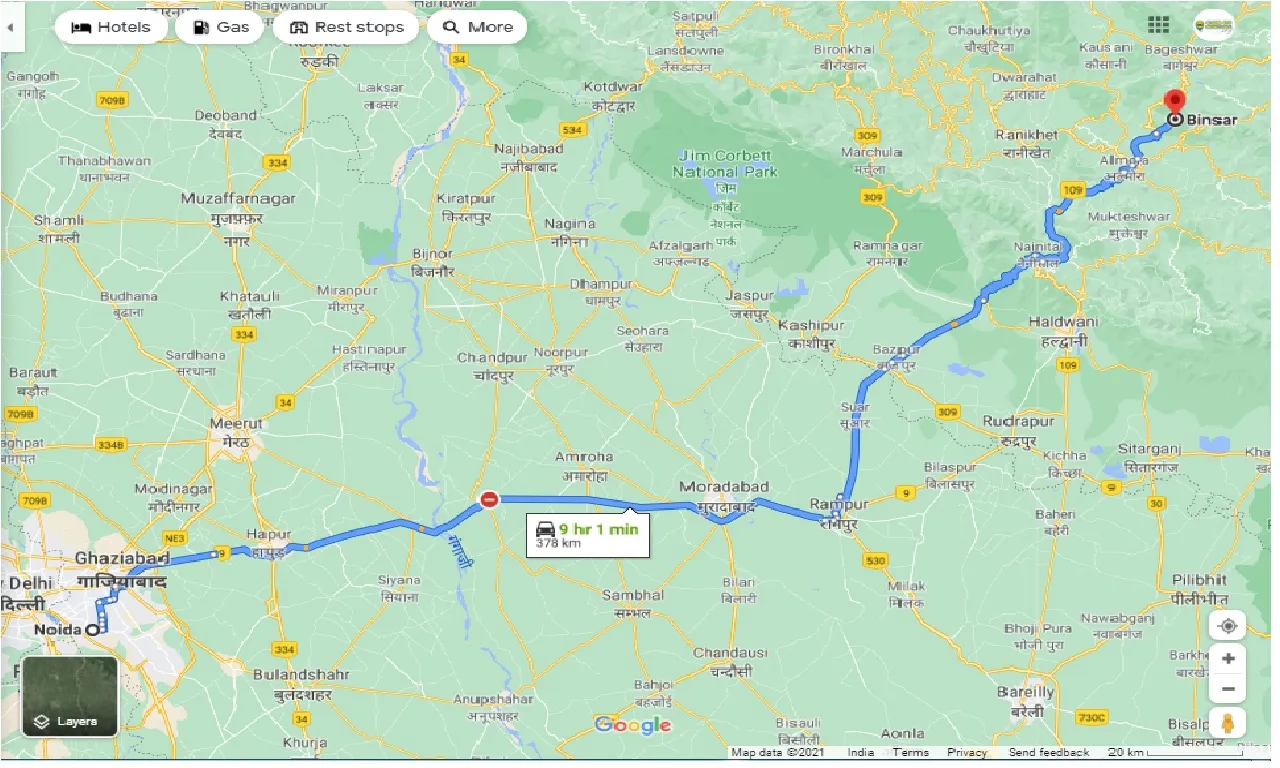 noida-to-binsar-one-way