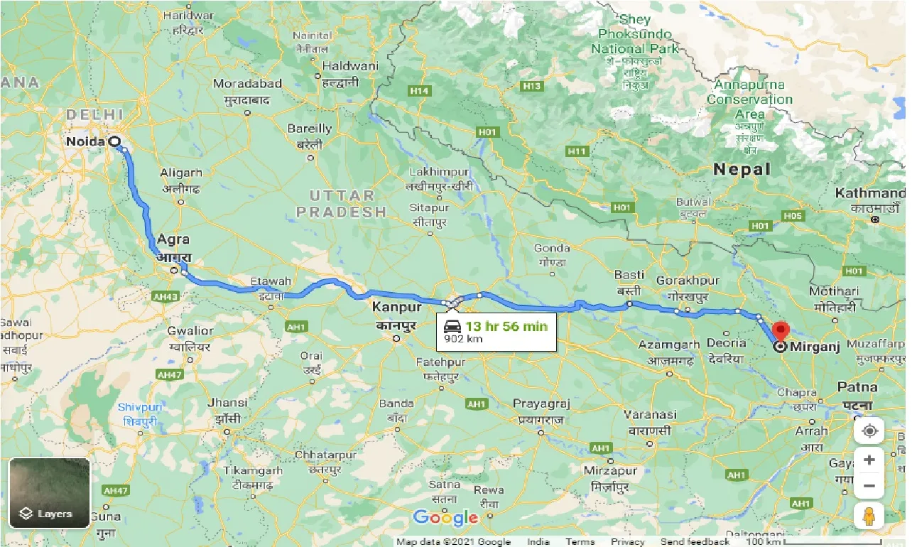noida-to-mirganj-taxi
