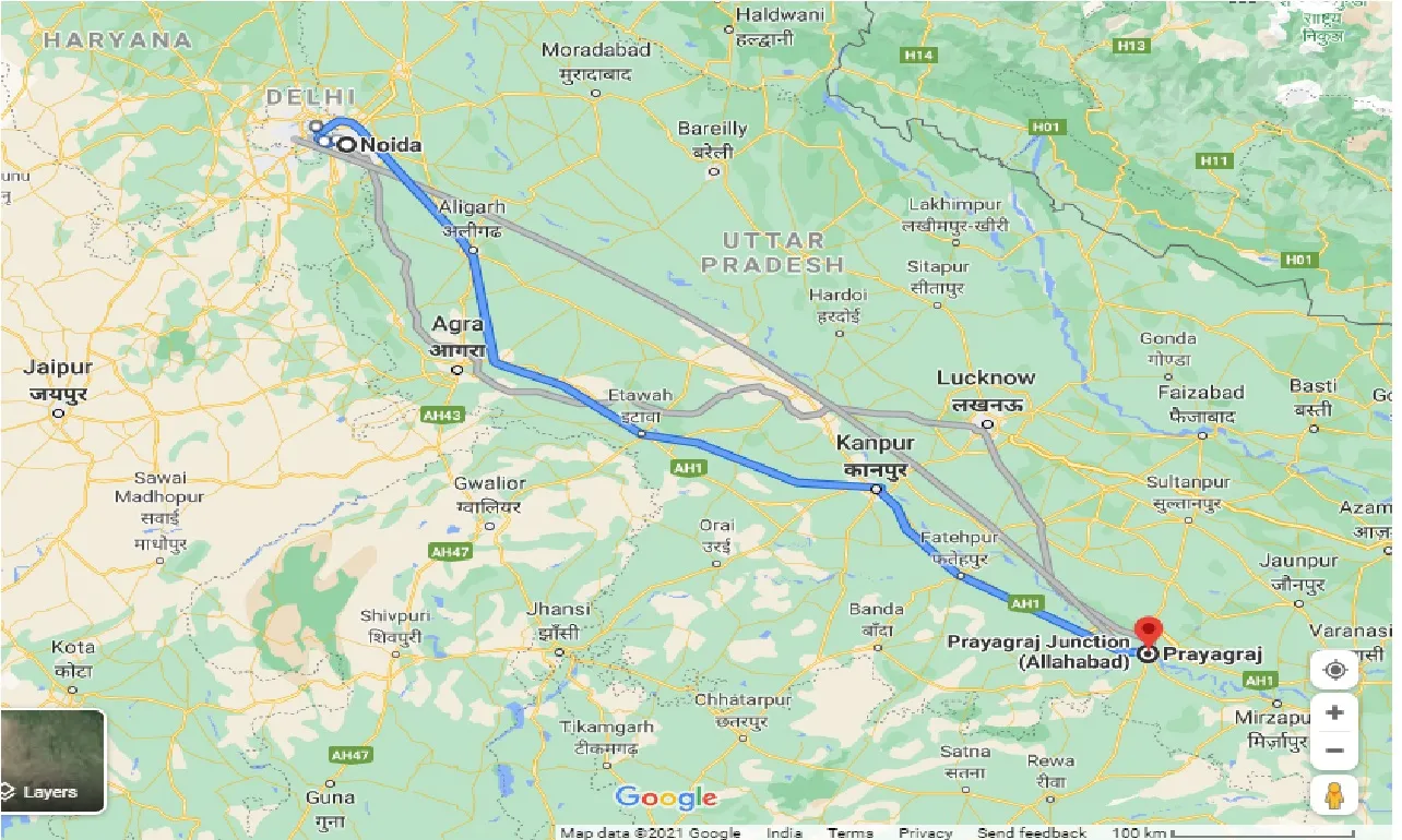 noida-to-prayagraj-one-way