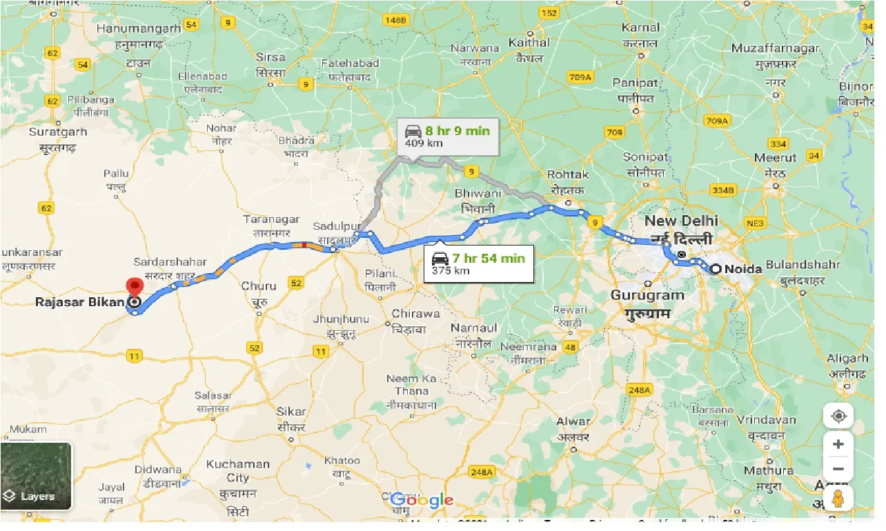 noida-to-rajasar-bikan-one-way