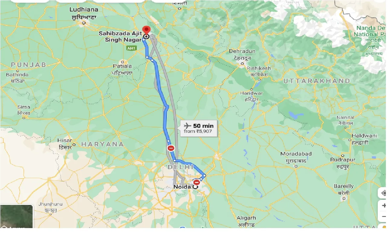 noida-to-sahibzada-ajit-singh-nagar-one-way