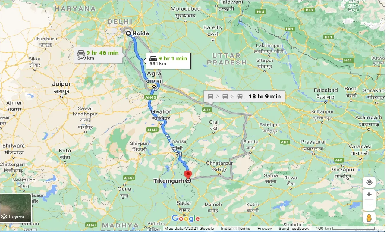 noida-to-tikamgarh-taxi