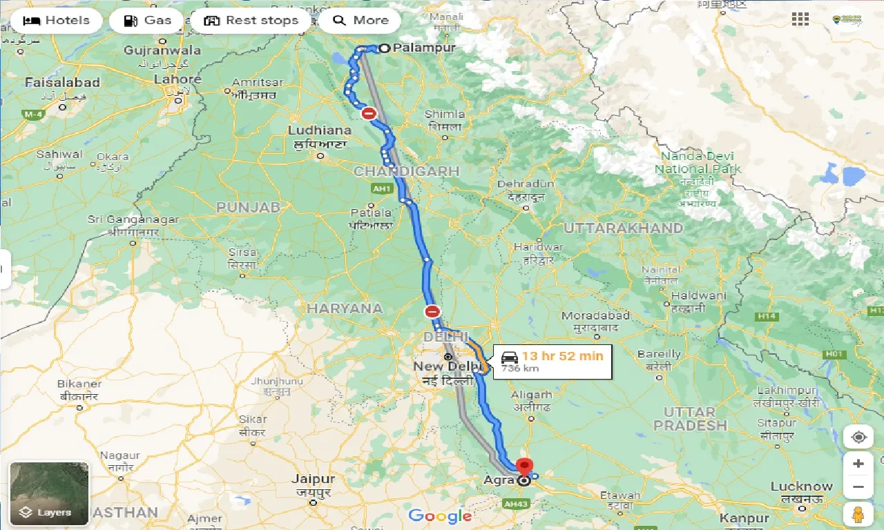 palampur-to-agra-one-way