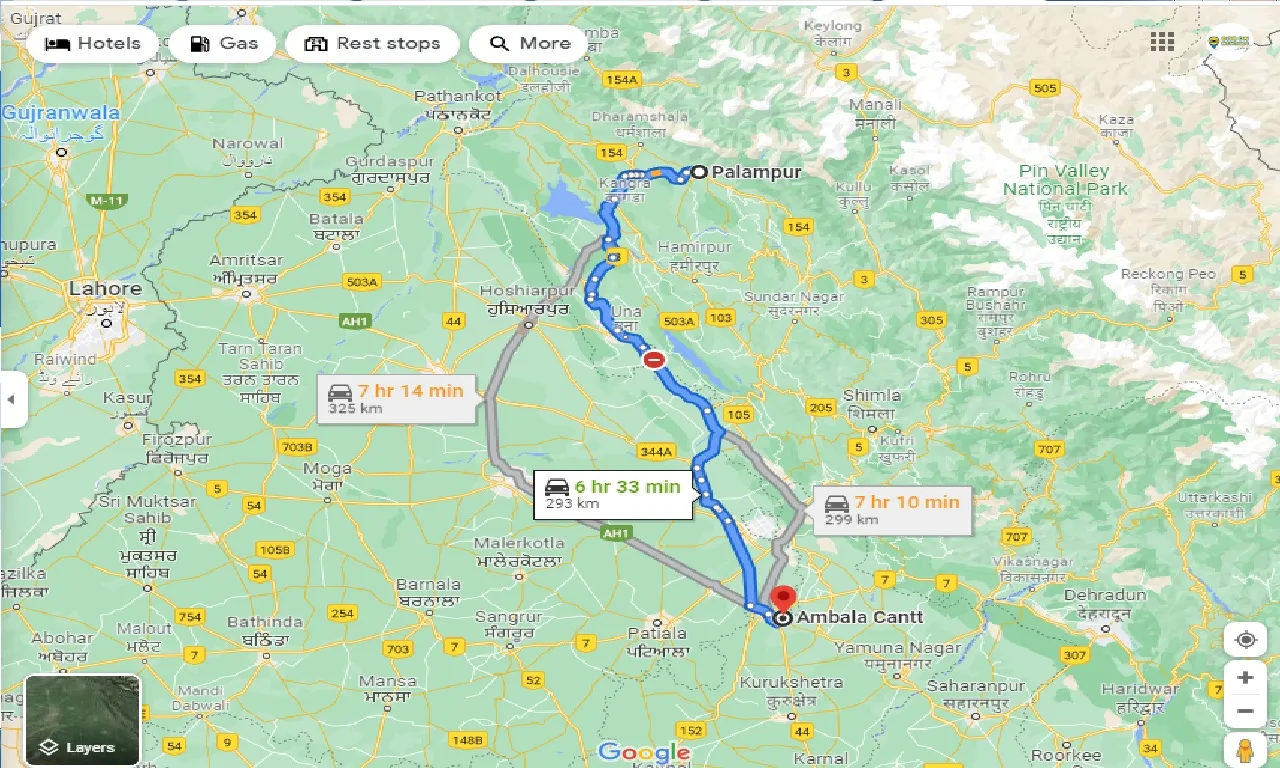 palampur-to-ambala-cantt-one-way