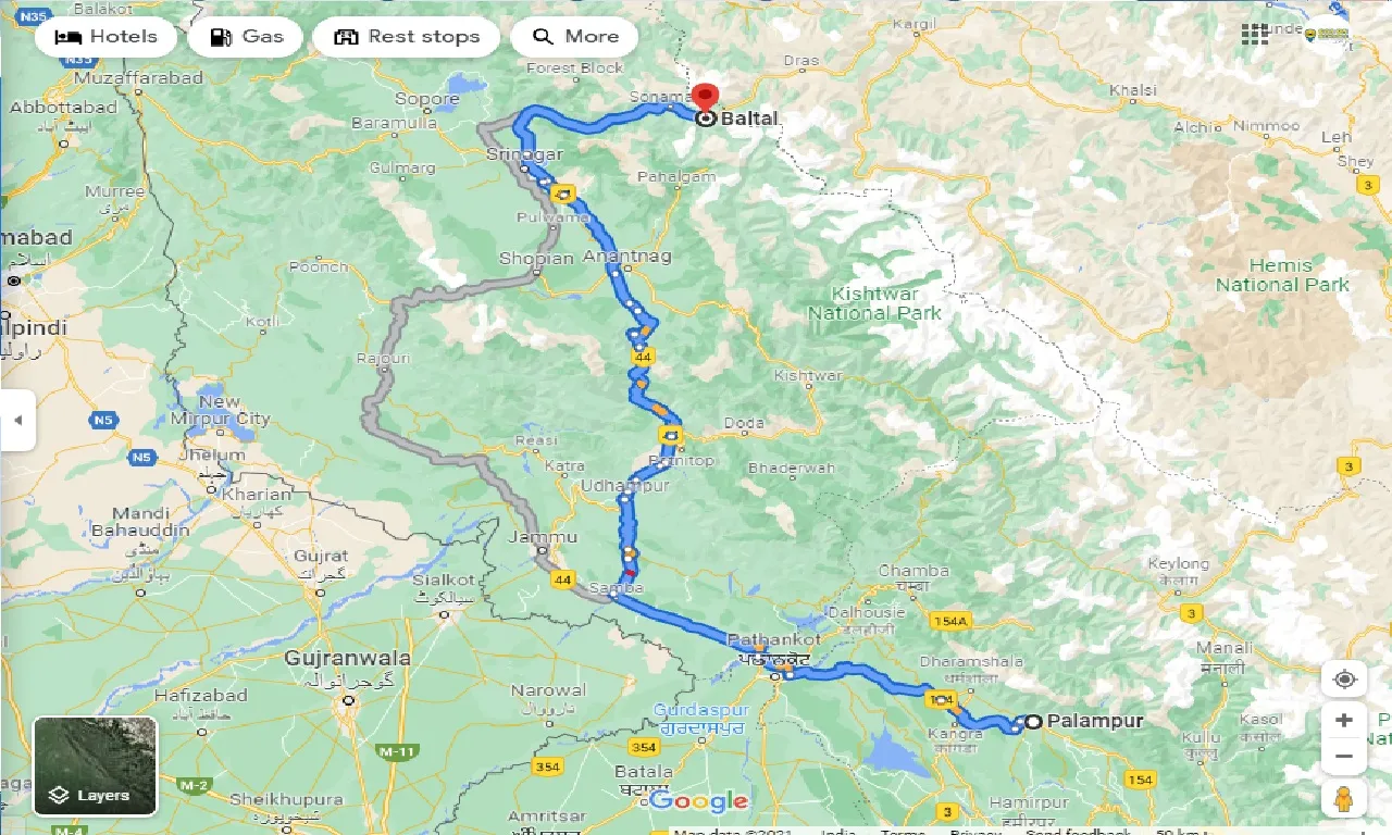 palampur-to-baltal-one-way