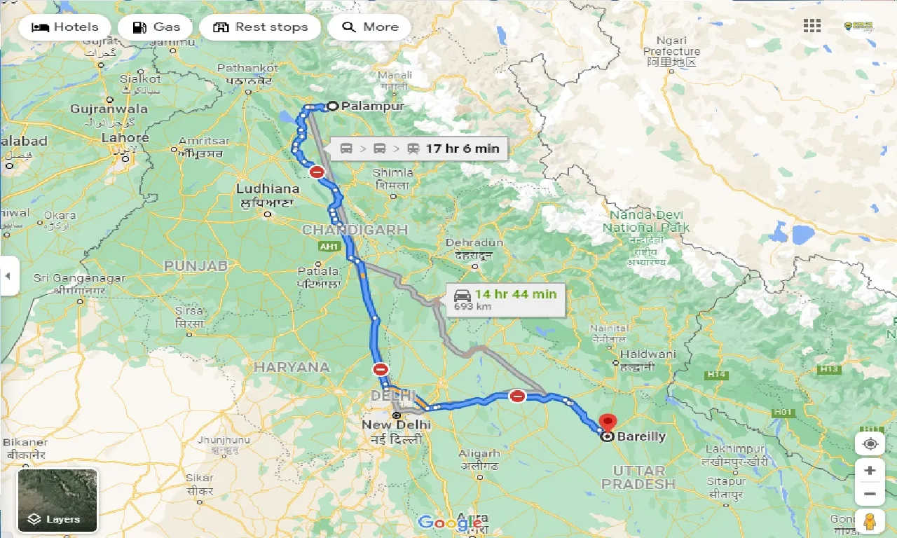 palampur-to-bareilly-taxi