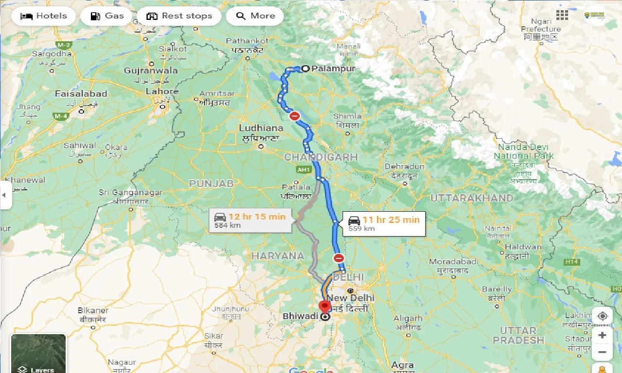 palampur-to-bhiwadi-one-way