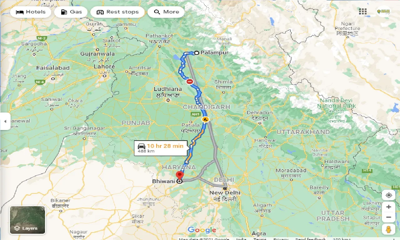 palampur-to-bhiwani-one-way