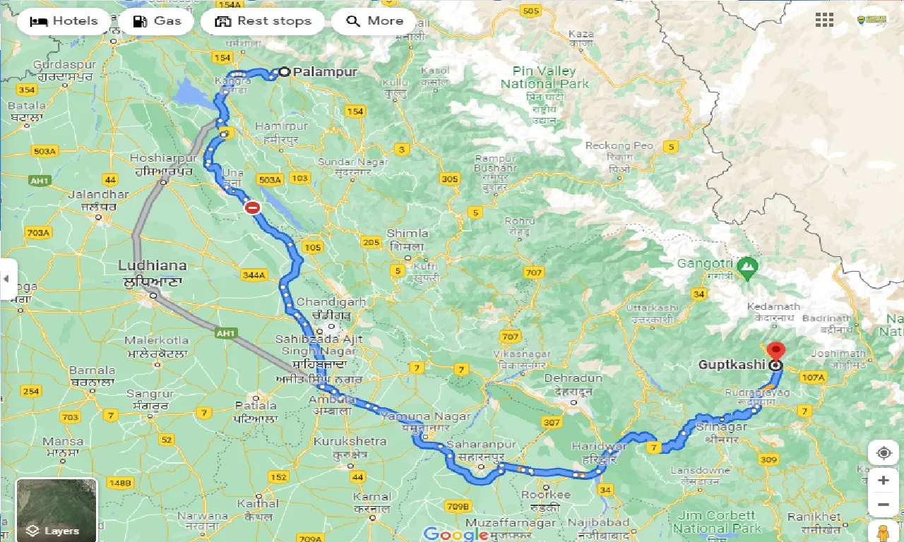 palampur-to-guptkashi-one-way