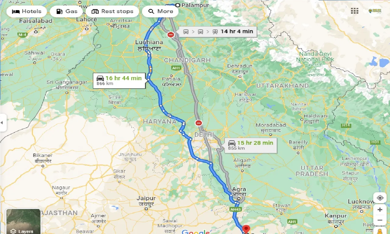 palampur-to-gwalior-one-way