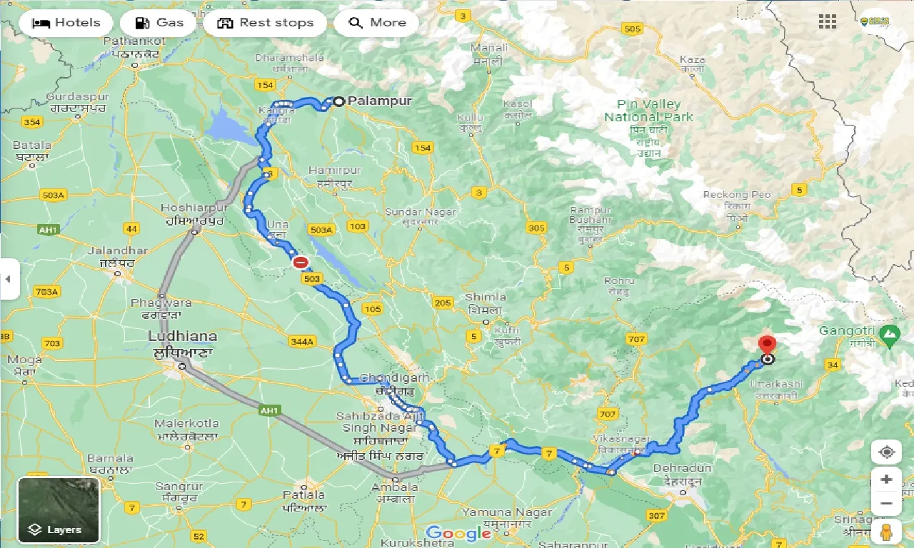 palampur-to-hanuman-chatti-one-way