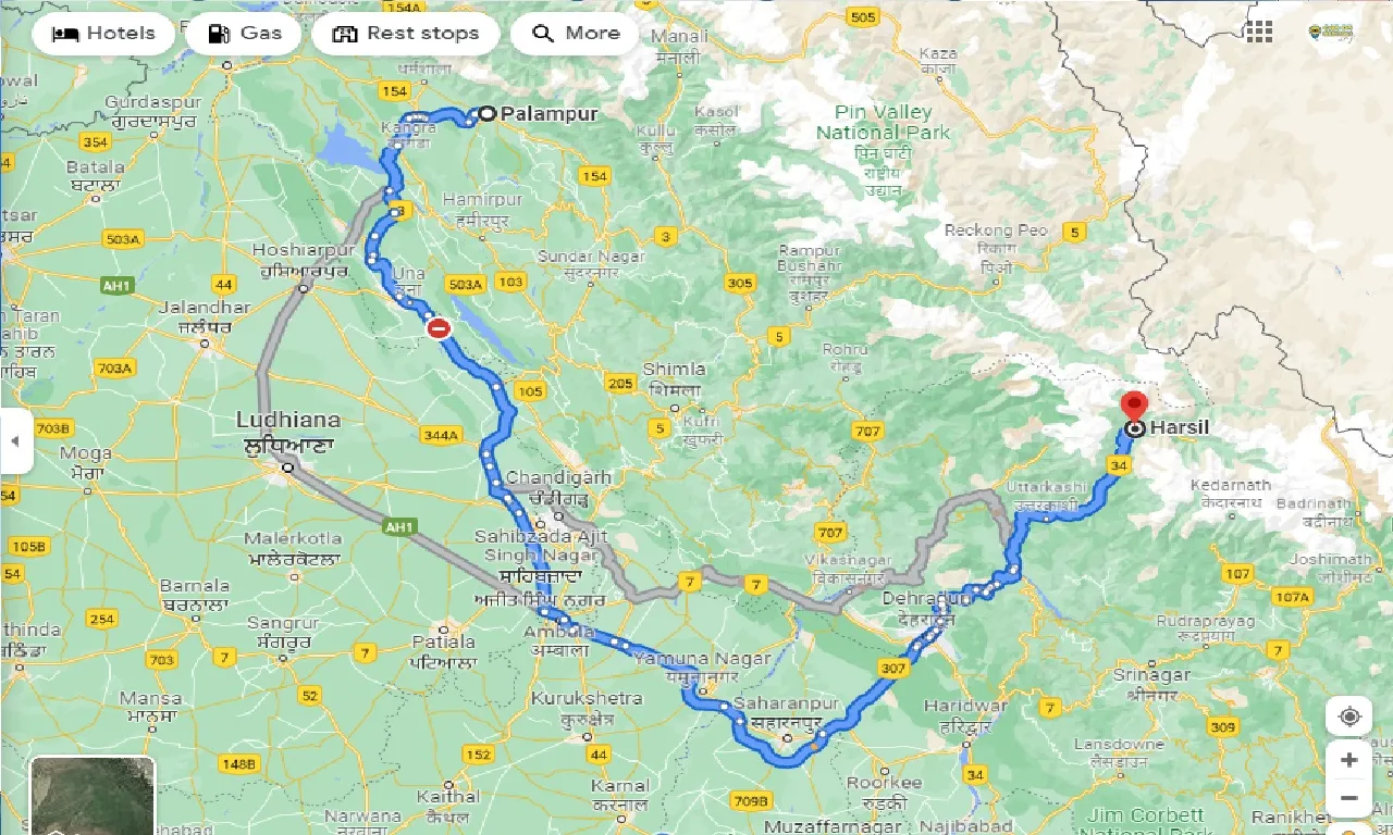 palampur-to-harsil-one-way