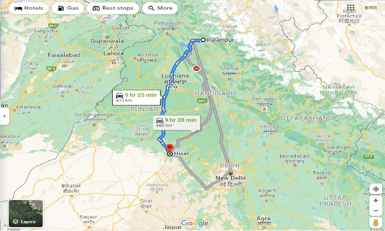 palampur-to-hisar-one-way