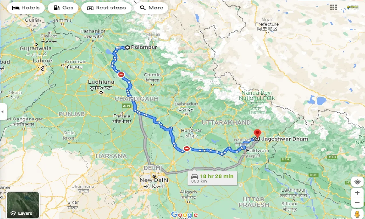 palampur-to-jageshwar-dham-one-way