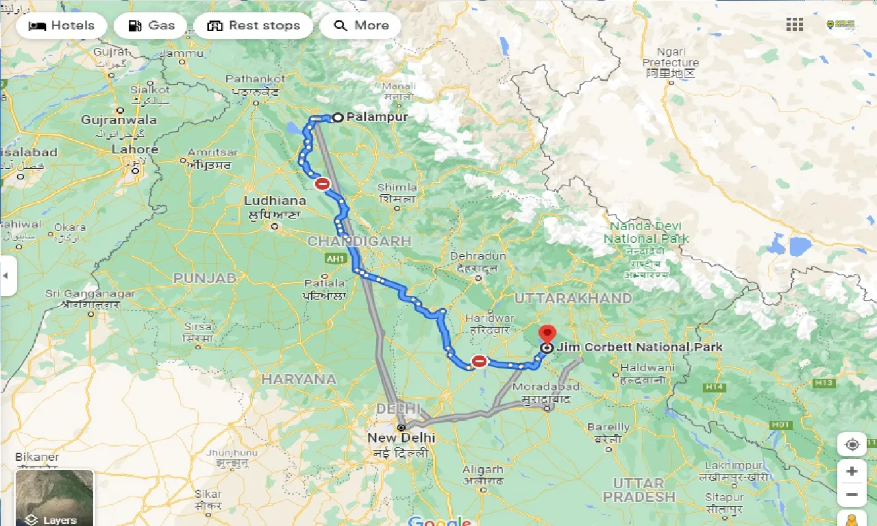 palampur-to-jim-corbett-national-park-taxi