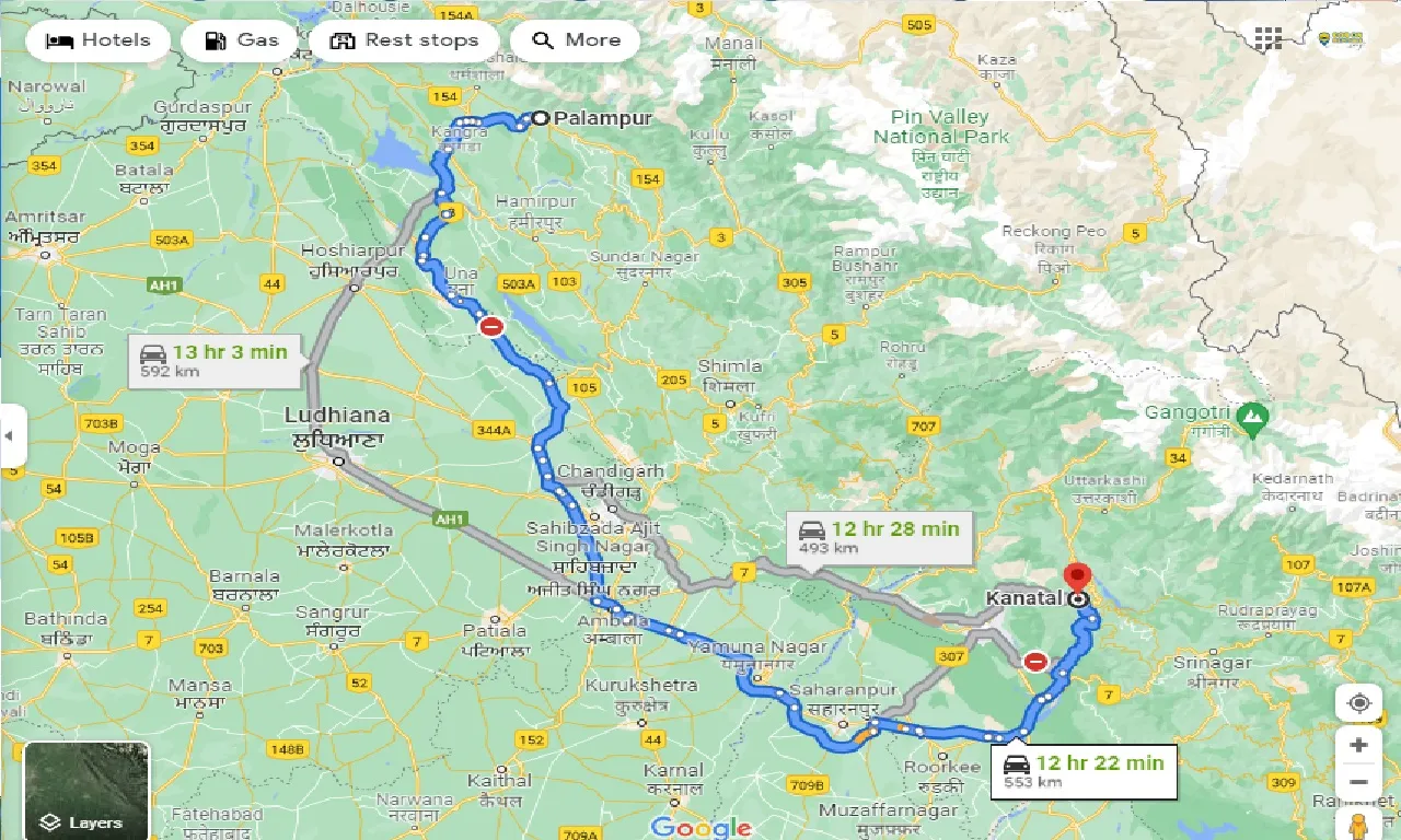 palampur-to-kanatal-one-way