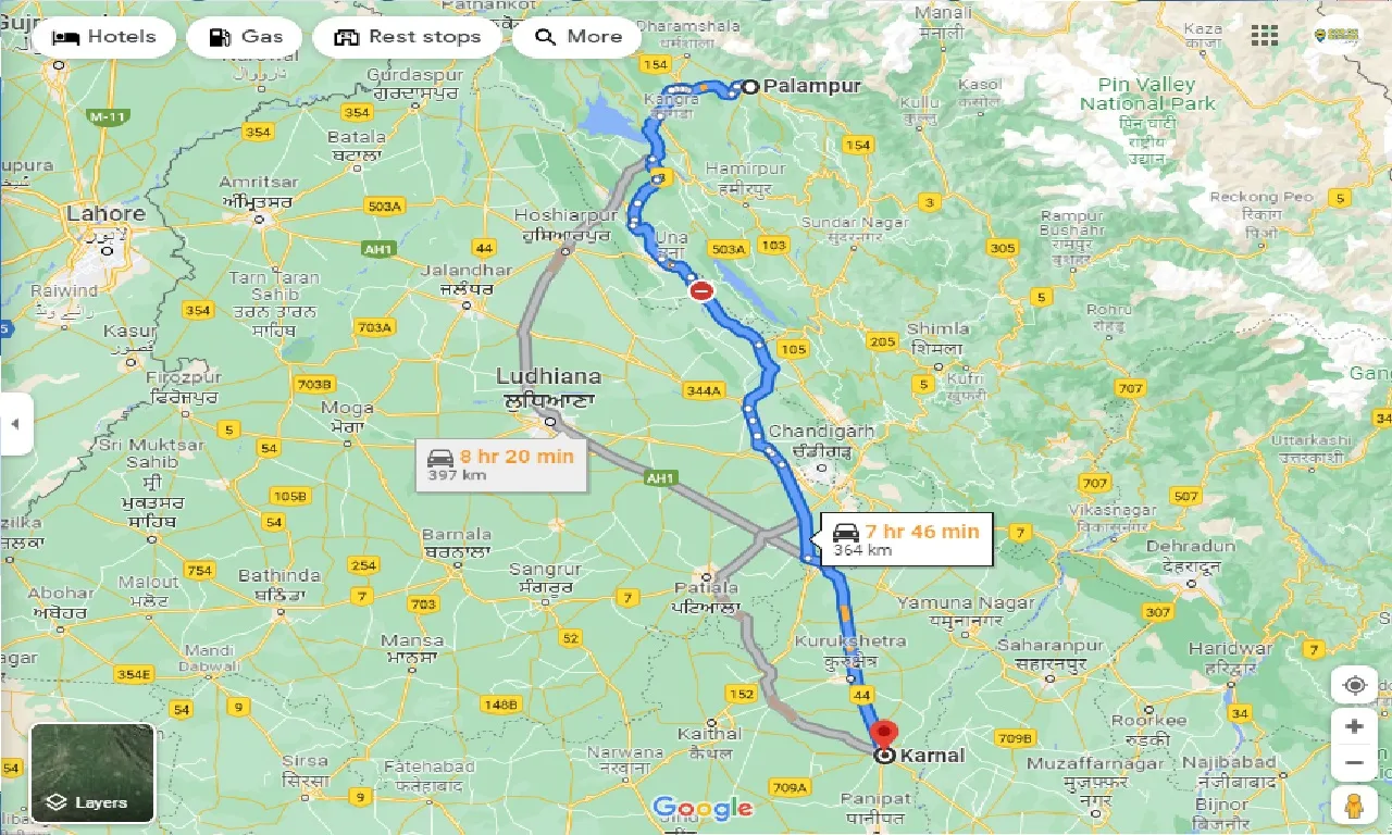 palampur-to-karnal-one-way