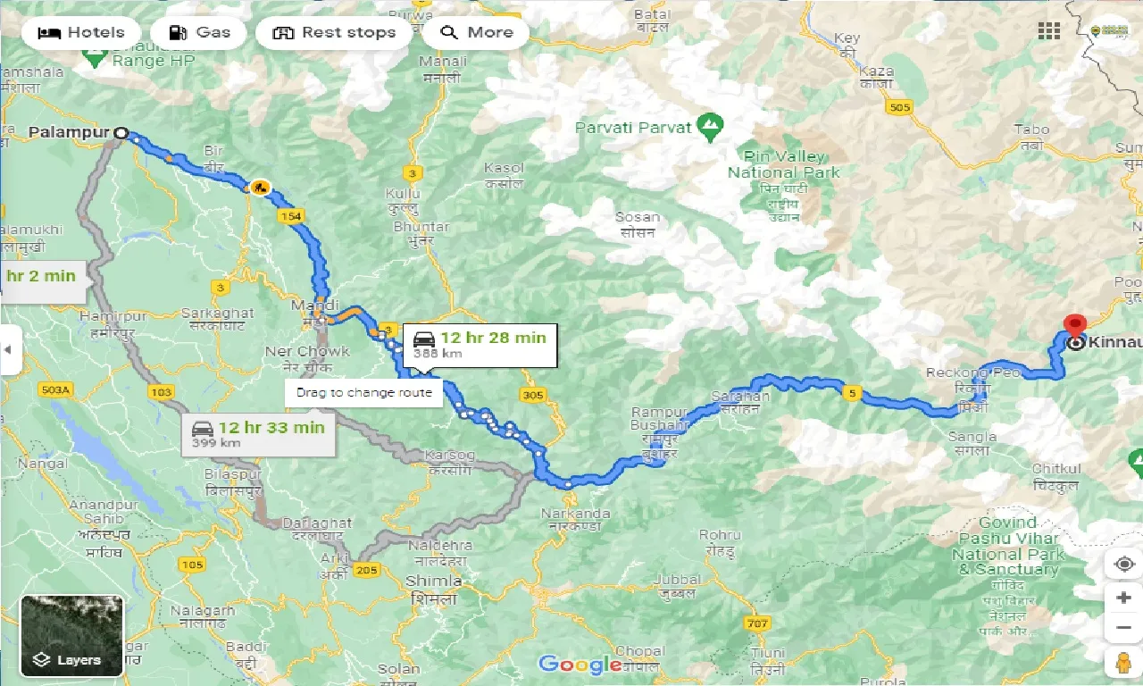 palampur-to-kinnaur-taxi