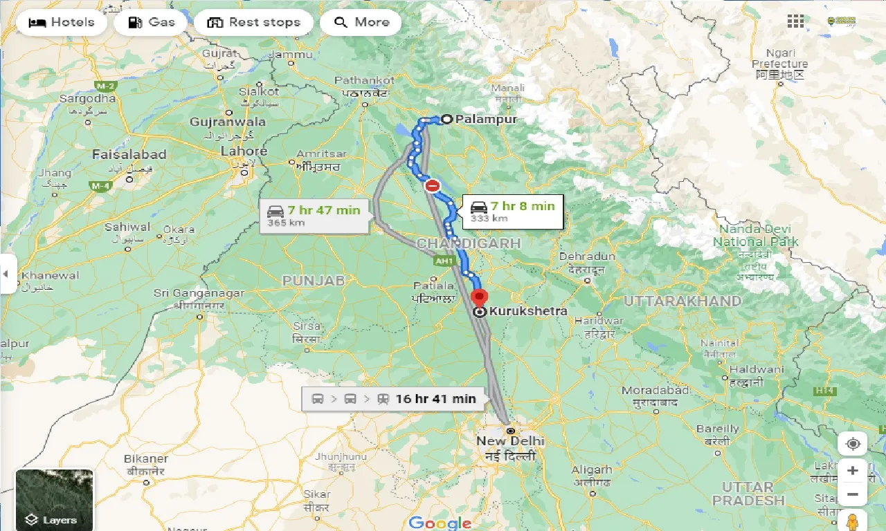 palampur-to-kurukshetra-one-way