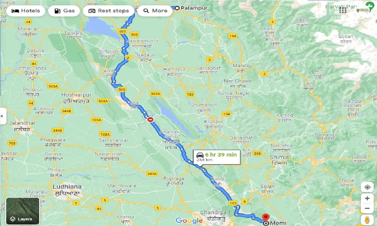 palampur-to-morni-one-way