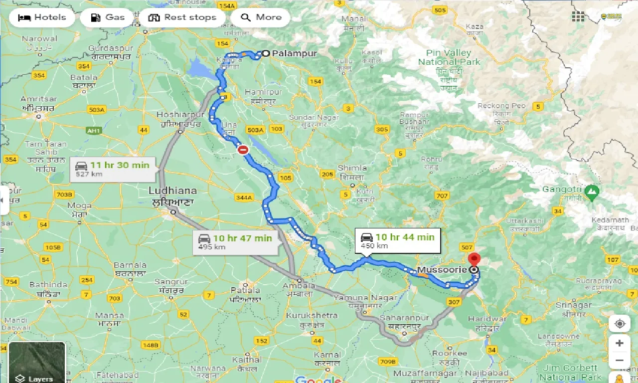 palampur-to-mussoorie-one-way