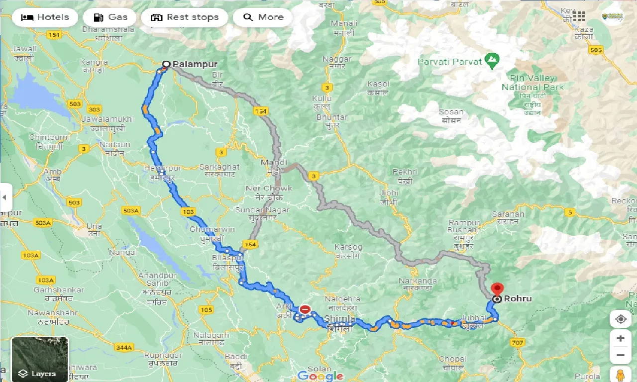 palampur-to-rohru-one-way
