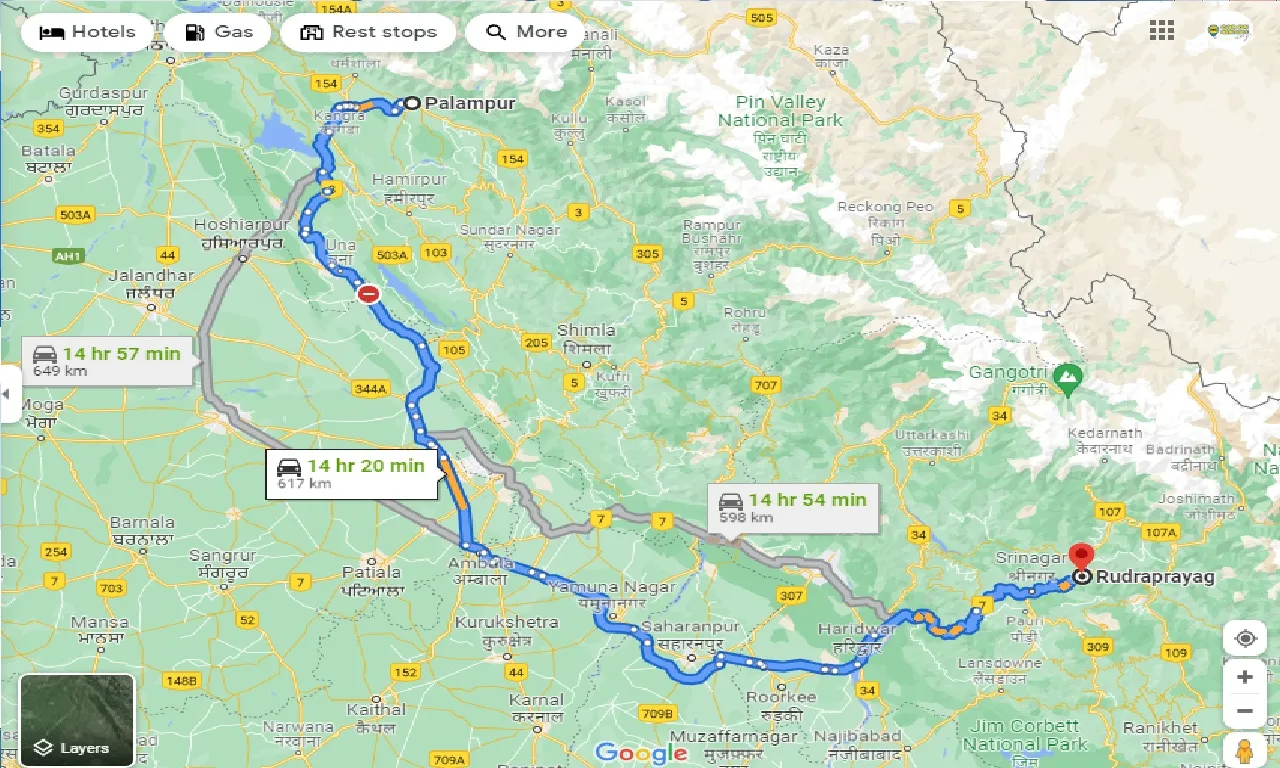 palampur-to-rudraprayag-one-way