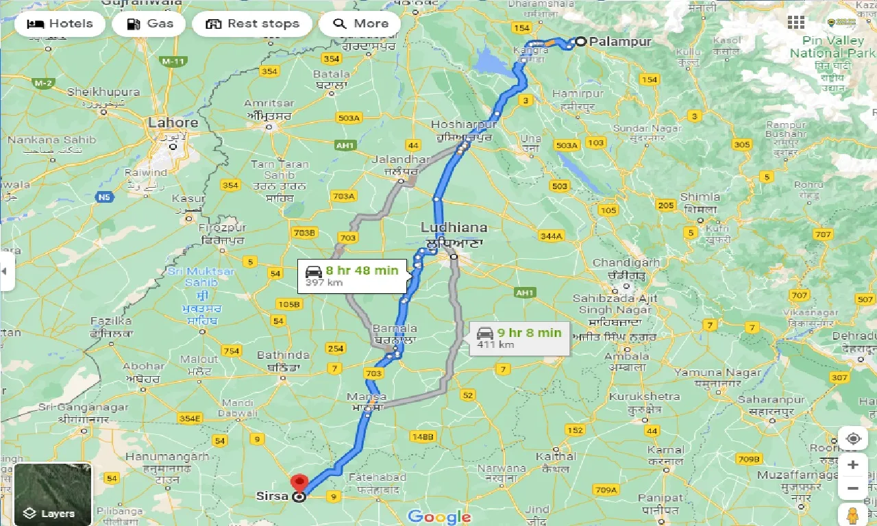 palampur-to-sirsa-taxi