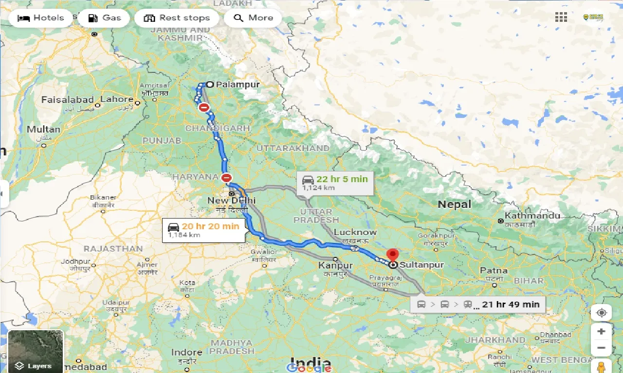 palampur-to-sultanpur-taxi