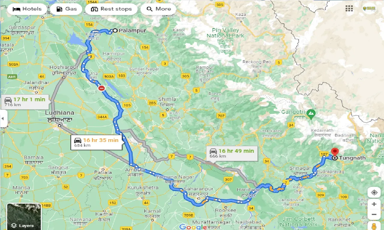 palampur-to-tungnath-one-way