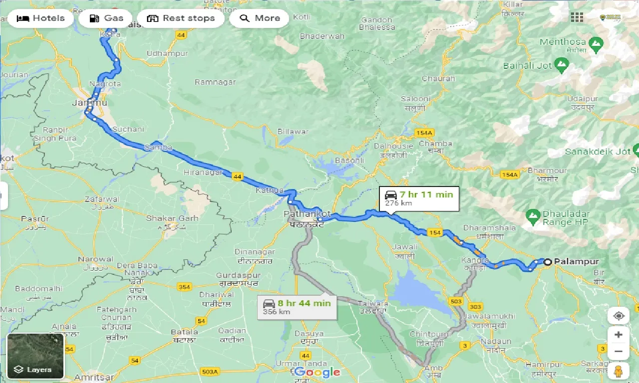 palampur-to-vaishno-devi-temple-one-way